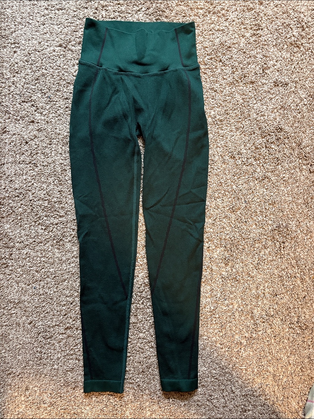 aerie Dark Green Textured High-Rise Leggings